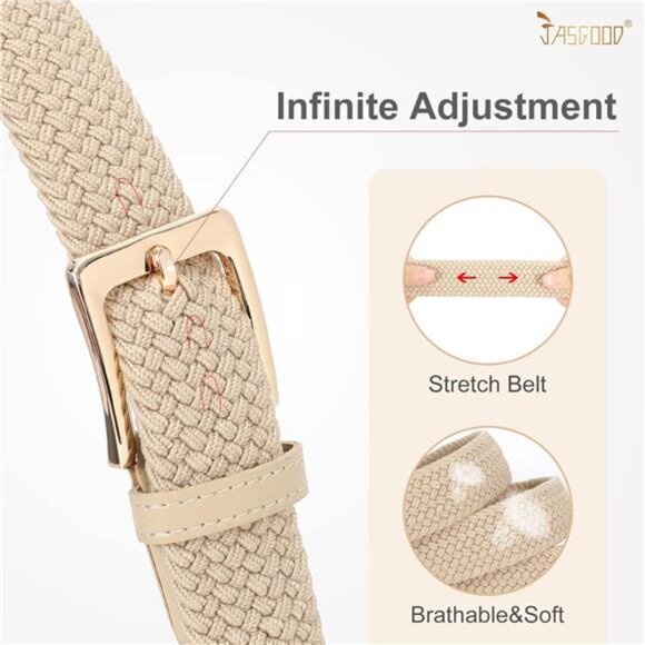 Women Braided Woven Elastic Stretch Web Belt Casual Belt for Pants Jeans - Picture 3 of 6